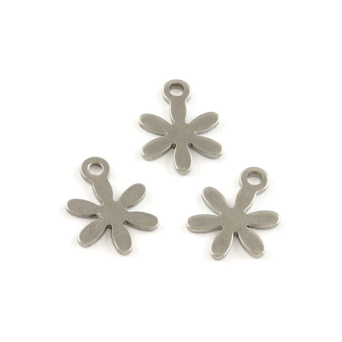 5 Flower charms stainless steel hypoallergenic charms
