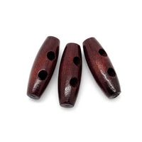 6 wooden Toggle Buttons - Dark Red 3.4 x 1.2cm