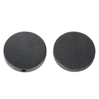10 black flat round coin wooden beads 25mm